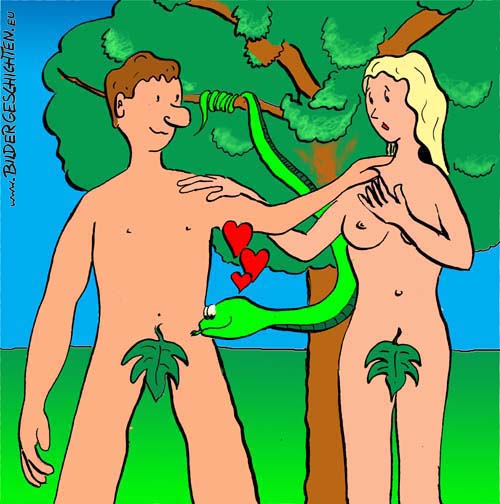 Adam und Eva - Cartoon/Bild